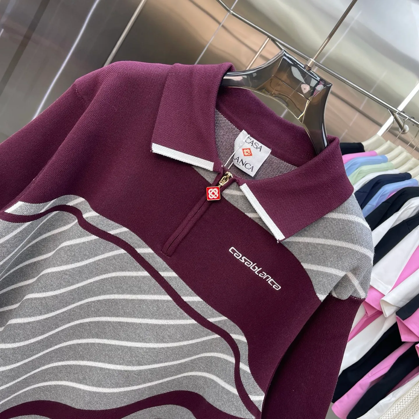 CASABLANCA Casablanca Sweater New Arrival Original development, comfortable upper body, imported equipment, original high-density embroidered seal, two-color splicing, hand-sewn cuffs + hem, OEM by domestic first-line brand Factory, impeccable workmanship Sizes: S M L XL